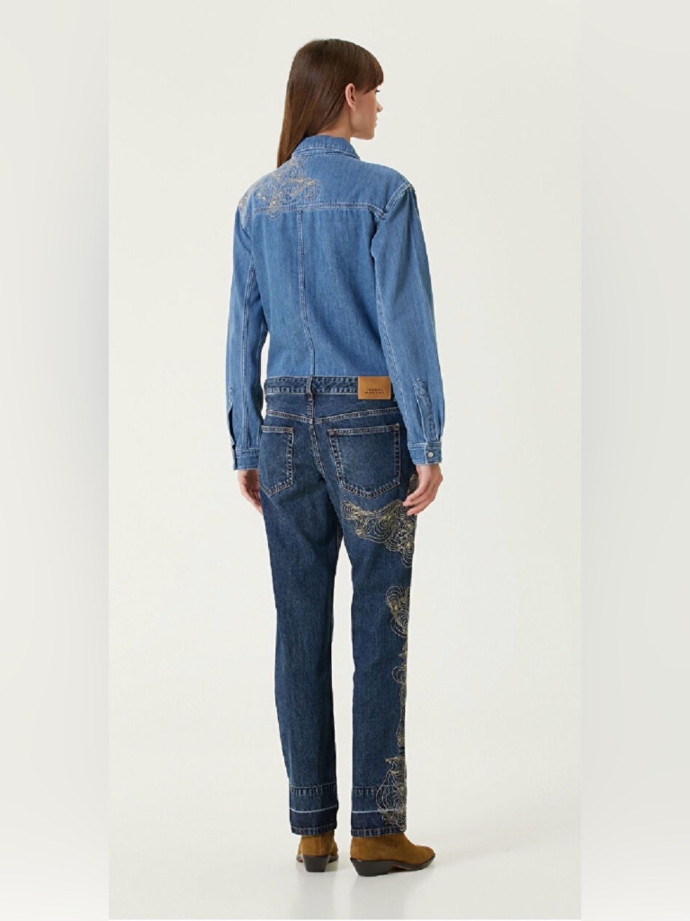 Isabel Marant Imane Embroidered Denim Jumpsuit Size FR 34 (US 2) - Picture 4 of 16